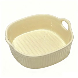 Hot Air Fryer Ceramic Round Baking Tray 18.5 x 16.5 x 5.5 cm Lasagna Baking Tray Colorful Enamel Round Lasagna Fries Light Yellow