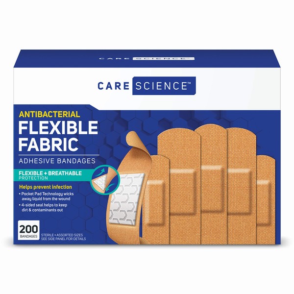 Care Science Fabric Adhesive Bandages, 200 ct Bulk Assorted Sizes