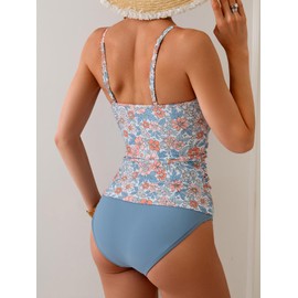 Eomenie Tankini Swimsuits for Women Two Piece Tummy Control Bathing Suit Slimming Modest Swimwear with High Waisted Bottom