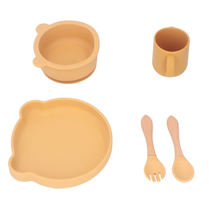 Baby Feeding Set Cute Bear Shape Soft Safe Silicone Toddler