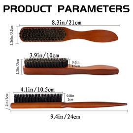 Boar Bristle Hair Brush, 2 PCS Bristle Hair Brush for Women Men, Slick Back Brush Boar Bristle HairBrush for Thin Fine Wet Dry Hair Smoothing Massaging Detangling