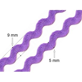 25 m Zigzag Braid Border on Card, 5/9 mm Wide, Viscose, Washable, 15 Colours, Colour: Purple