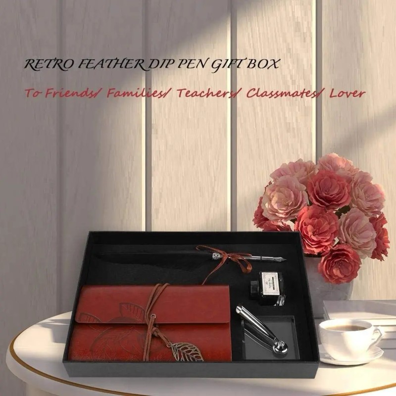 Cuaderno De Cuero Vintage Con Pluma