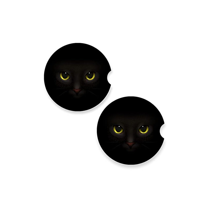 Black Cat Faces Car Coaster for Cup Holders 2.56" Ceramic