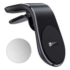 Soporte Magnético Auto Negro 1HORA,Clip Ventilación Fijo,Incluye Placa Magnética,Compatible iPhoneSamsungAndroid,Compacto,Seguro,Ideal Para Viajes... 