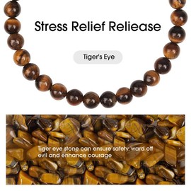 Stone Beaded bracelets for Women Men: Healing Crystal Bracelet Tiger Eye Bead Bracelet Jewelry Natural Stone Stretch Bracelet Gifts Mens Protection Bracelet Spiritual Bracelet Positive Energy Bracelet
