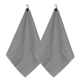 Myartte 2pcs Golf Towels for Golf Bag for Men Women Golfer Microfiber Fabric Waffle Pattern 16’’×16’’(Gray)