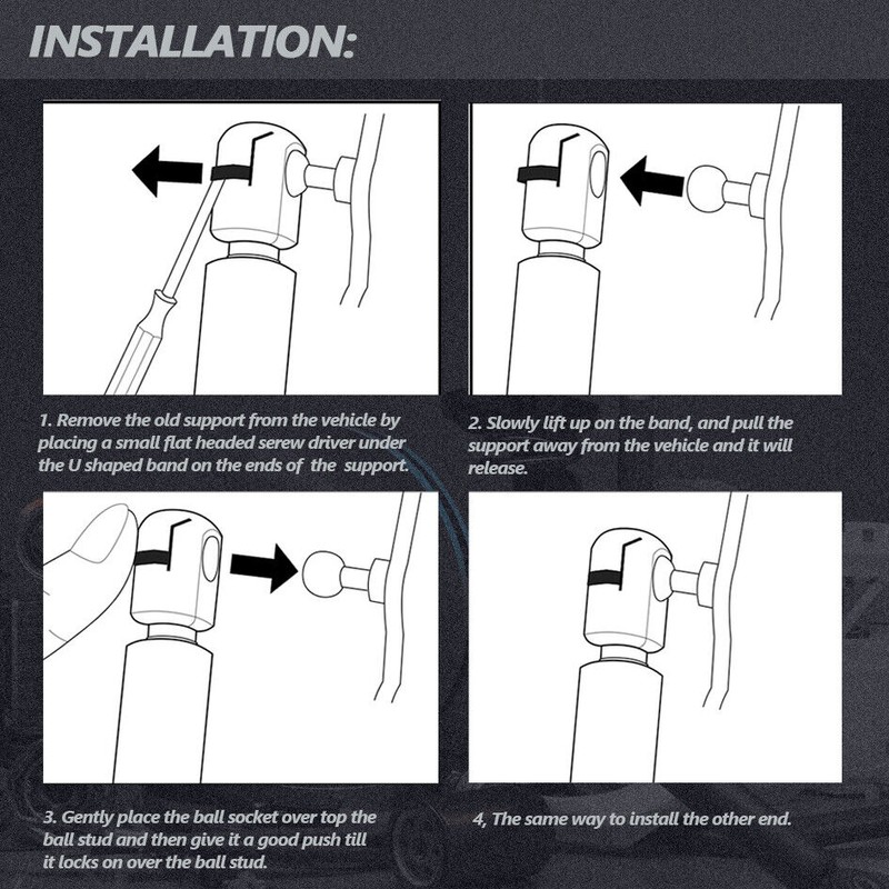 BOXI 4X Lift Support Shock Struts For Weekend Warrior Bed