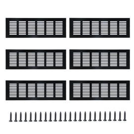 Geesatis Air Vent Ventilation Grille Cover Soffit Vents 200 x 80 mm / 8 x 3.1 inch for Cabinet, Shoe Wardrobe, Bookcase Hardware, with Mounting Screws, Black，6Pcs