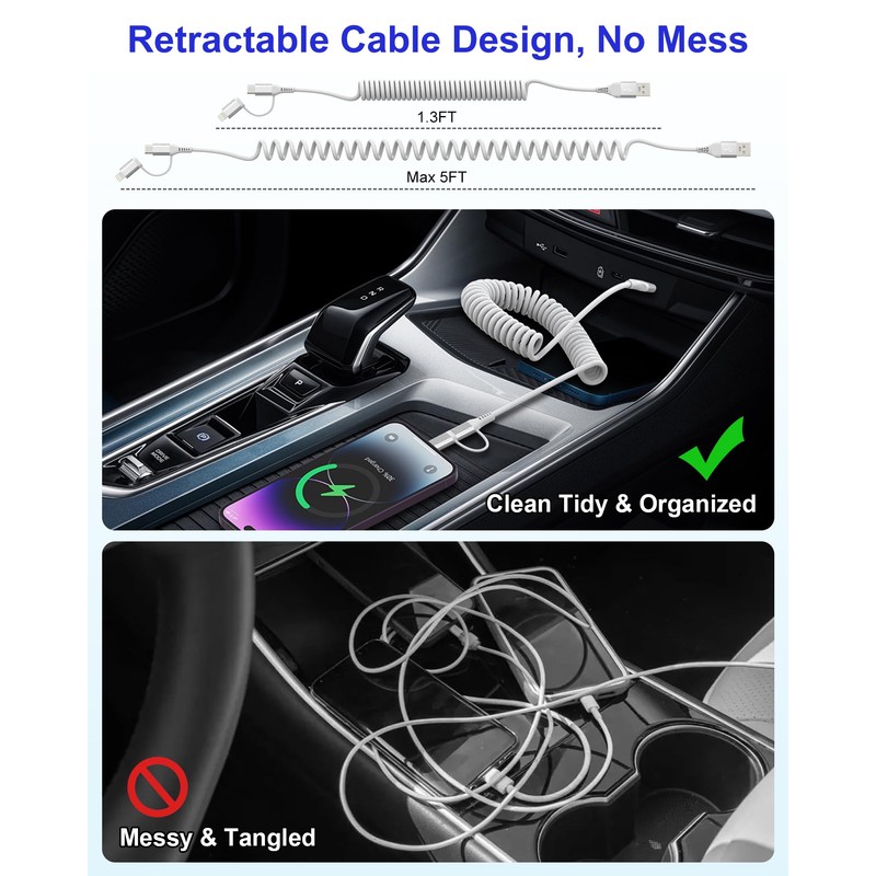 Pubiohs USB to Lightning and USB C Cable 2 in