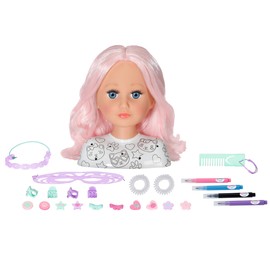 BABY born 836033 Zapf Creation Creative Styling Head for Painting with High-Quality Pink Hair and Over 20 Accessories