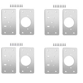 Dihl 4 Sets Cupboard Door Hinge Repair Plates with Screws, Stainless Steel Kitchen Cabinet Furniture Wardrobe Repair Plate Kit, 4 Pairs, 8 Plates, 44x90mm