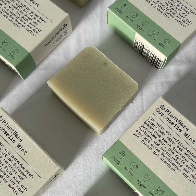 PlantBase Solid Shower Gel Mint 100 g, Solid Soap for