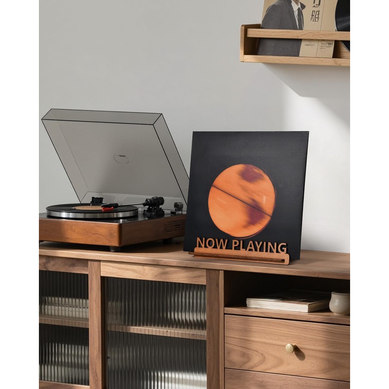 BS-VOG Now Playing Vinyl Record Stand, Spiral Groove Texture LP