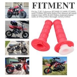 7/8" Mini Bike Throttle Twist Grip Throttle Handle Grips for Coleman CT200U CT200U-EX BT200X Baja MB165 MB200 Massimo Monster Moto Motovox 79 6.5hp 196 200cc Doodlebug Bike (Red)