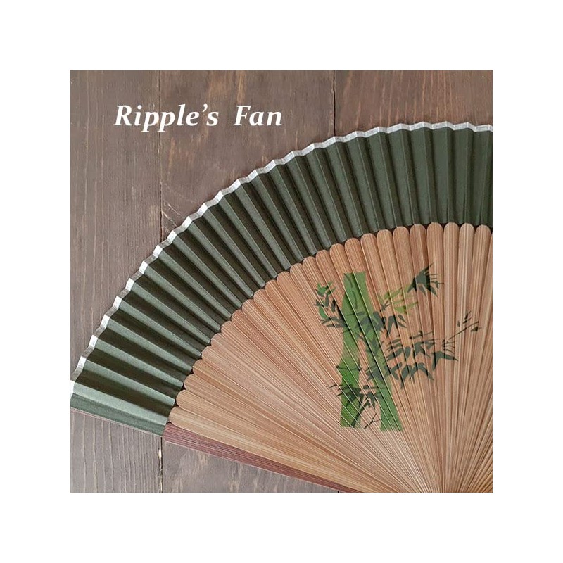 [Ken Onishi] Men's Short Sleeve Silk Pentex Hand Fan, bamboo