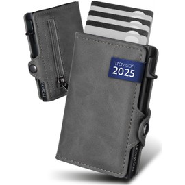 Travison® Smart Wallet with Coin Compartment and Note Compartment - Card Case with Coin Compartment and Quick Access - RFID Protection - Men's Wallet Small - Credit Card Holder - Wallet Mini,