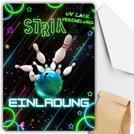 celebr8te Activities Invitation Cards (Bowling Green, L Set - 12 Cards + Envelopes + Stickers + Bags)