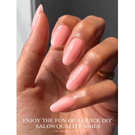 Kalolary Semi Cured Gel Nail Stickers, Pink Gel Nail Strips Long Lasting Gel Strips for Nails UV Gel Nail Stickers with Nail File & Wooden Stick for Women Manicure