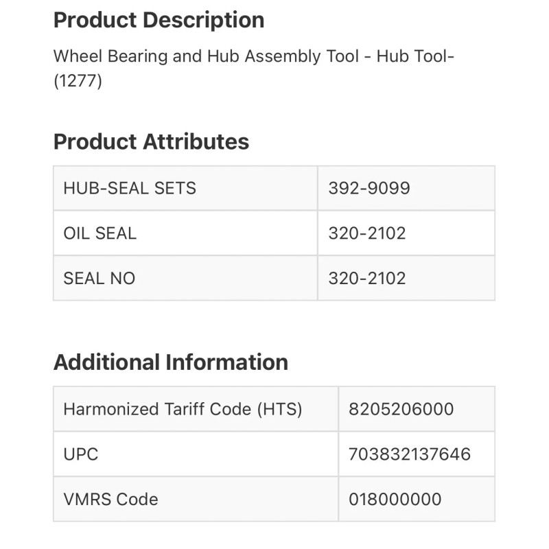 Stemco Tool Head Wheel Bearing and Hub Assembly Tool 551-5318