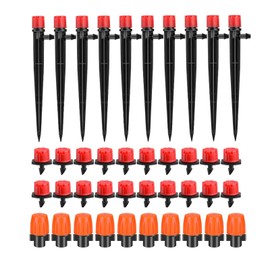 40 Pcs Drip Irrigation Kits with 20 Pcs 1/4" Drip Irrigation Emitters10 Pcs 360 Degree Adjustable Irrigation Drippers Sprinklers and 10 Pcs 3 Way Atomizing Nozzles for (4-7mm) Watering Patio
