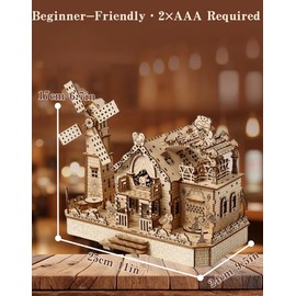 3D Wooden Puzzle Cottage with Rotating Windmill – DIY Mechanical Model Kit with Animal Miniatures, Creative Gift & Home Decor for Adults & Teens