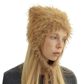 Slouchy Fuzzy Beanies for Women Cute Fluffy Cat Ear Hat Winter Warm Crochet Y2k Harajuku Aesthetic Accessories (One Size,Ginger)