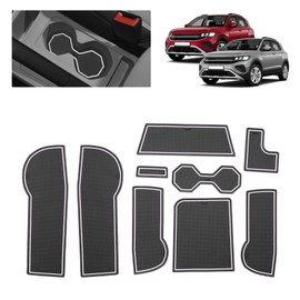BSTW Compatible with VW T-Cross 2018-2024 2025 Non-Slip Mats for VW T Cross Life Style R-Line GOAL Rubber Mats for Center Console, Cup Holder, Door Groove (White)