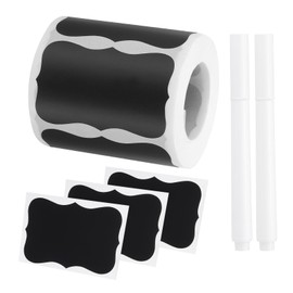 PATIKIL Chalkboard Labels, 300 Pcs Erasable Reusable Blackboard Stickers with 2 Liquid Chalk Pen, Waterproof Pantry Labels for Containers, Jars, Storage Bins (Wavy Shape)