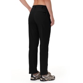 TBMPOY Women's Lightweight Hiking Pants Water Resistant Quick Dry Travel Work Outdoor Fishing Pants Zipper Pockets Black XL