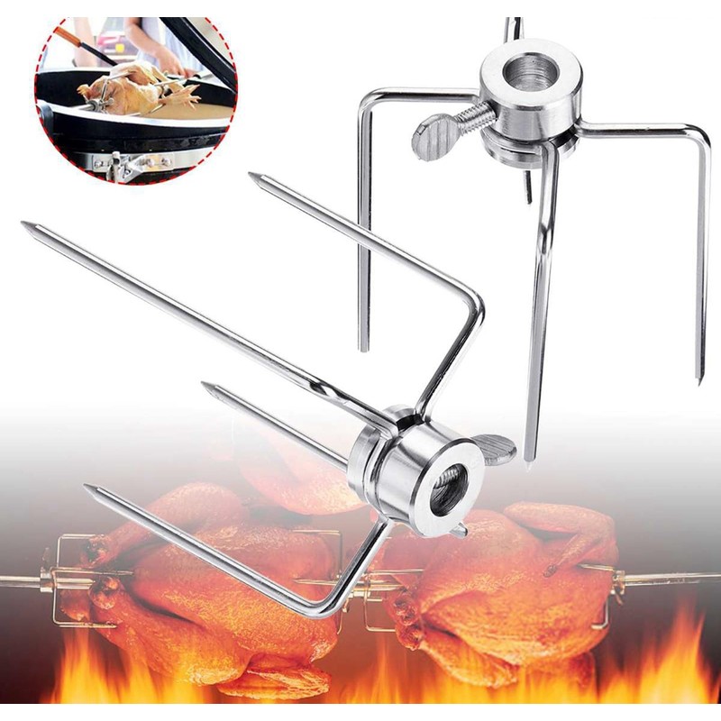 PIQIUQIU 2 Meat Clips for Rotisserie Forks Universal Stainless Steel