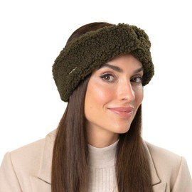 Seeberger Teddy Fur Headband, Ear Protection, Ear Warmers (One Size, Olive)