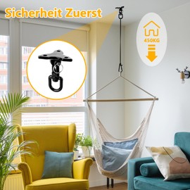 Awroutdoor Ceiling Hook, Hanging Chair, Stainless Steel, Heavy Duty Ceiling Bracket, Swing Hook, 360° Swing up to 450 kg Capacity, Ceiling Hook, Hanging Chair
