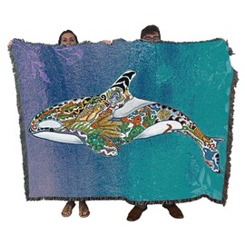 Pure Country Weavers Granny Orca WhaleBlanket - Animal Spirits Totem by Sue Coccia - Gift Tapestry Throw Woven from Cotton - Made in The USA (72x54)