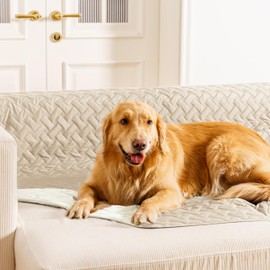 gogobunny 100% Double Sided Waterproof Dog Blanket Soft Bed Pet Cover Reversible Protect Furniture Couch Sofa Car for Puppy Cat Kids (Dark Beige/Light Beige, 52x82 Inch (Pack of 1))