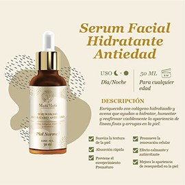 Serum Facial Hidratante Antiedad MatiMati Avena, Colégeno, Pantenol, Alantoína, Antiedad, Calmante 50 ml