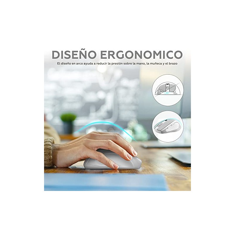 TERPORT F20 Mouse Inalámbrico, Mouse Ergonómico de 2.4G con 5