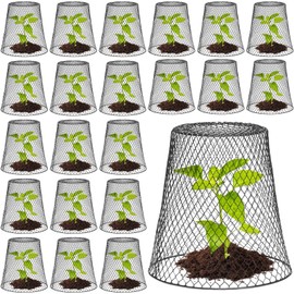 Geosar 20 Pcs Chicken Wire Cloche Plant Protector Cover Metal Garden Cloche Dome for Plants Chicken Wire Protection Basket with Garden Stakes for Avoiding Rabbit Bird Other Small Animals Eat (Black)