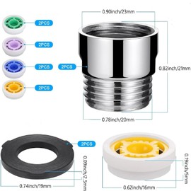 2 Set Shower Flow Restrictor, Shower Flow Reducer Limiter Set Shower Restrictors with G1/2 Water Saving Adapter Water Saver Tap Filter Universal Faucet Aerator Replacement Parts