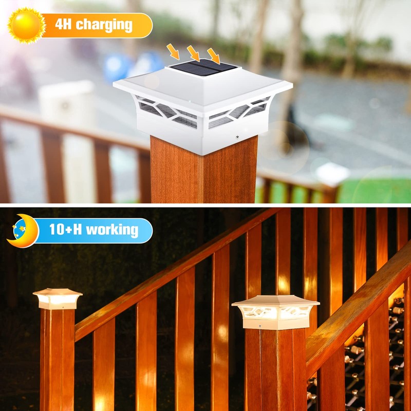 VOLISUN Solar Post Cap Lights: 2 - Pack Outdoor Post
