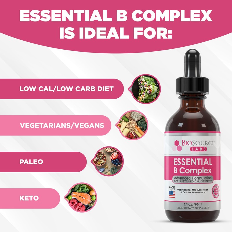 BioSource Labs Essential B Complex - Daily Vegan Vitamin B-Complex