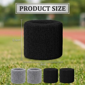 4 pcs Sweat Bands,Wristbands,Sweat Bands for Men Women,Soft Absorbent Terry Towelling Wrist Sweatbands for Badminton,Tennis,Gym,Basketball,Running(Cotton)