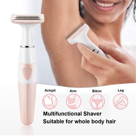 Women Painless Hair Remover,Gominyuf Electric Lady Shaver Trimmer with Upgrade Cutter Head Professional for Shave Arm,Bikini,Leg,Armpit Hair,Battery Operated (Pink)