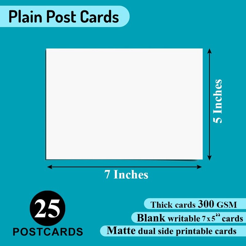Thick White Card 5 x 7 Plain Postcards Pack of