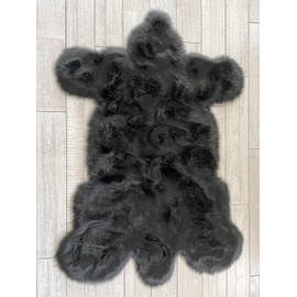 LAMBZY Bear Skin Rug Super Soft Fluffy Faux Fur for Bedroom Floor Sofa Living Room High-Density Plush Shaggy Carpet Sofa Cover Bedside Sheepskin Rug (3'x5', Black)