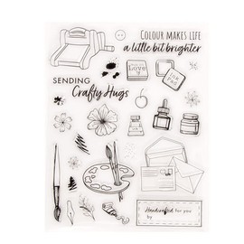 arriettycraft Sending Crafty Hugs Craft Tools Palette Ink Pads Rubber Stamps Clear Stamps for Christmas Card Making Decoration and DIY Scrapbooking Rubber Stamps for Crafts