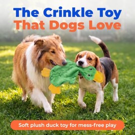 Best Pet Supplies Crinkle Dog Toy for Small, Medium, and Large Breeds, Cute No Stuffing Duck with Soft Squeaker, Fun for Indoor Puppies and Senior... 