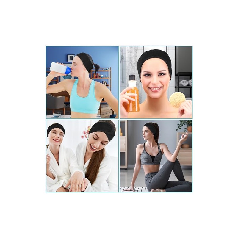 Spa Black Headband Hair Wrap Pack of 10