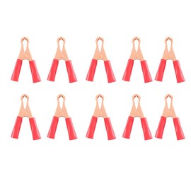 JESSINIE 10PCS 50A Plated Copper Alligator Clips Electrical, 22mm Red Metal Insulated Crocodile Gator Clips Battery Test Clamps for Car