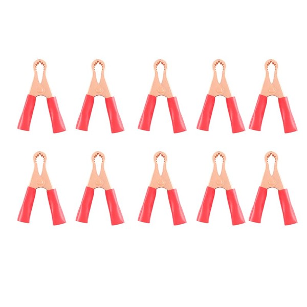 JESSINIE 10PCS 50A Plated Copper Alligator Clips Electrical, 22mm Red